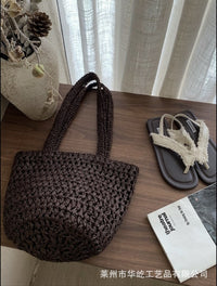 Large Capacity Woven Bucket Bag for Women - Summer Commuter & Beach Crossbody