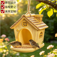 Creative Outdoor Hanging Tree Stump Bird Feeder for Garden Patio Balcony