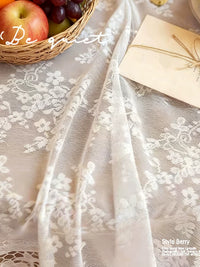 French Vintage Lace Tablecloth Dust Cover with Embroidery for Dining Table or Coffee Table