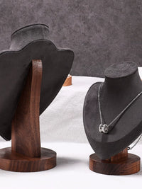 Walnut Wood Necklace Display Bust for Jewelry Store Window