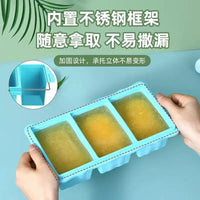 Large 3-Compartment Silicone Ice Cube Tray with Lid - Food Grade Leak-Proof Square Ice Mold for Big Ice Cubes