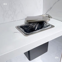Square Countertop Recessed Trash Can Set with Lid and Inner Bucket for Kitchen Bathroom