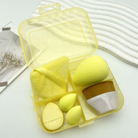 Makeup Sponge and Brush Set with Flocked Powder Puffs and Mini Sponges