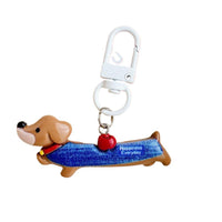 Fashionable Dachshund Dog Keychain & Brooch Set for Bags, Keys, and Hair Accessories