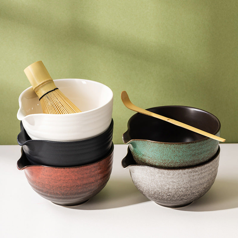 Japanese Ceramic Matcha Bowl Set with Whisk and Stand for Traditional Tea Ceremony