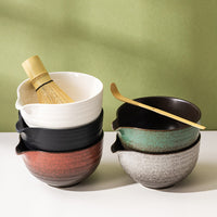 Japanese Ceramic Matcha Bowl Set with Whisk and Stand for Traditional Tea Ceremony