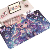Cartoon Anime Girl Non-Slip Desk Mat with Diatomaceous Earth for Keyboard and Mouse