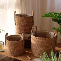 Handwoven Bamboo Wicker Storage Basket Nordic Style Flower Basket Large Capacity Floor Decor