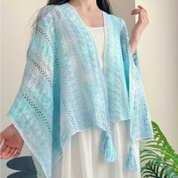 Women's Knitted Hollow Out Ethnic Style Poncho Shawl for Spring/Summer