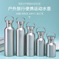 American Style Wide Mouth Single Layer Sports Water Bottle 304 Stainless Steel Portable Outdoor Drinkware