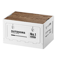 Outdoor Folding Storage Box with Side Opening, Camping Car Trunk Organizer, Plastic Container with Optional Wooden Tabletop
