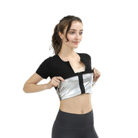 Plus Size Zipper Waist Trainer Short Sleeve Sweat Sauna Suit for Women's Yoga & Workout
