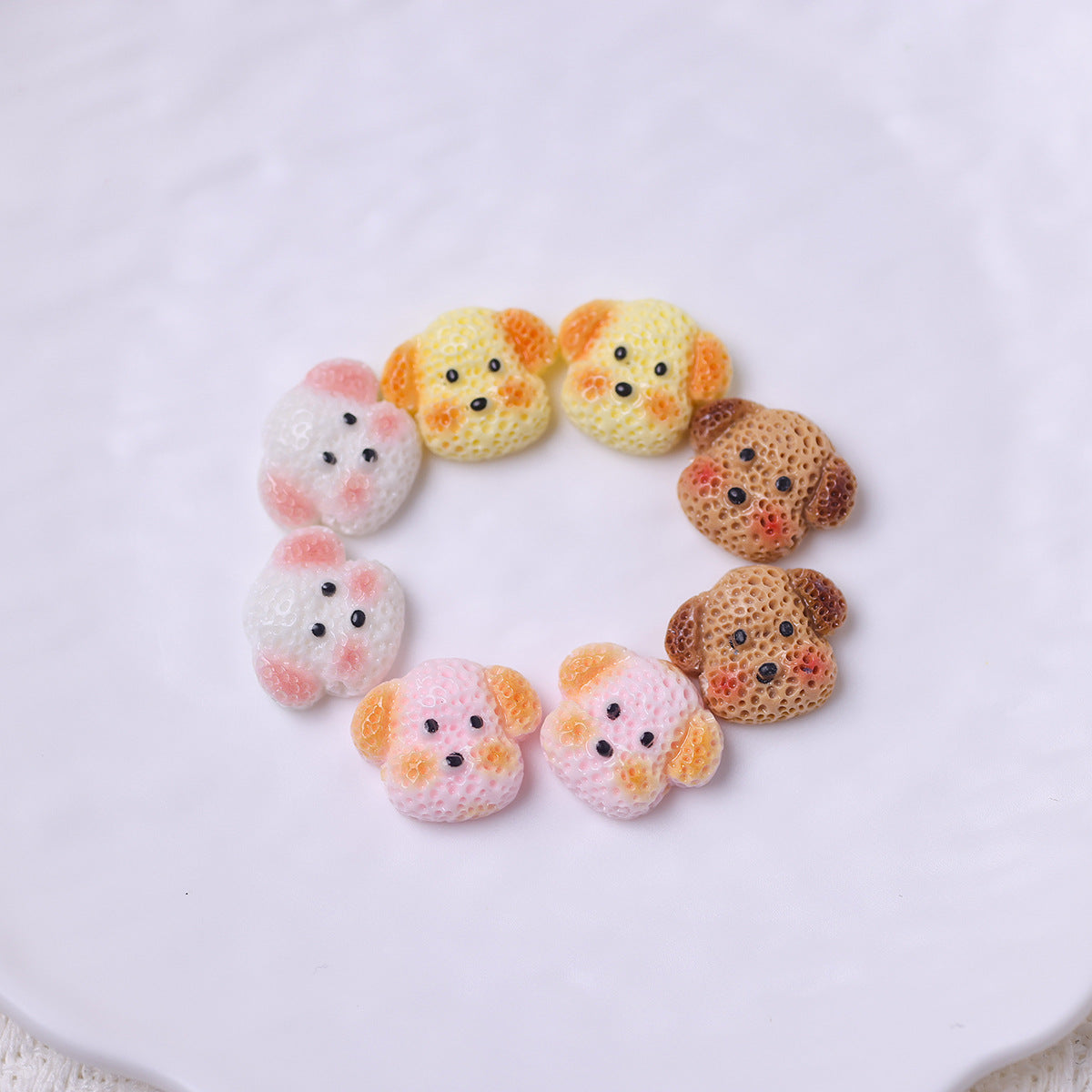 Cute Cartoon Simulation Dog Head Perforated Resin Accessories DIY Handmade Creative Bracelet Beaded Material