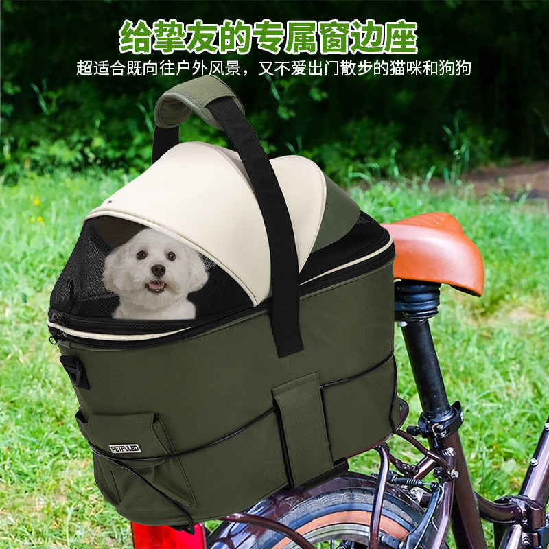 Foldable Portable Pet Bicycle Basket for Mountain and Electric Bikes, Rear Seat Carrier