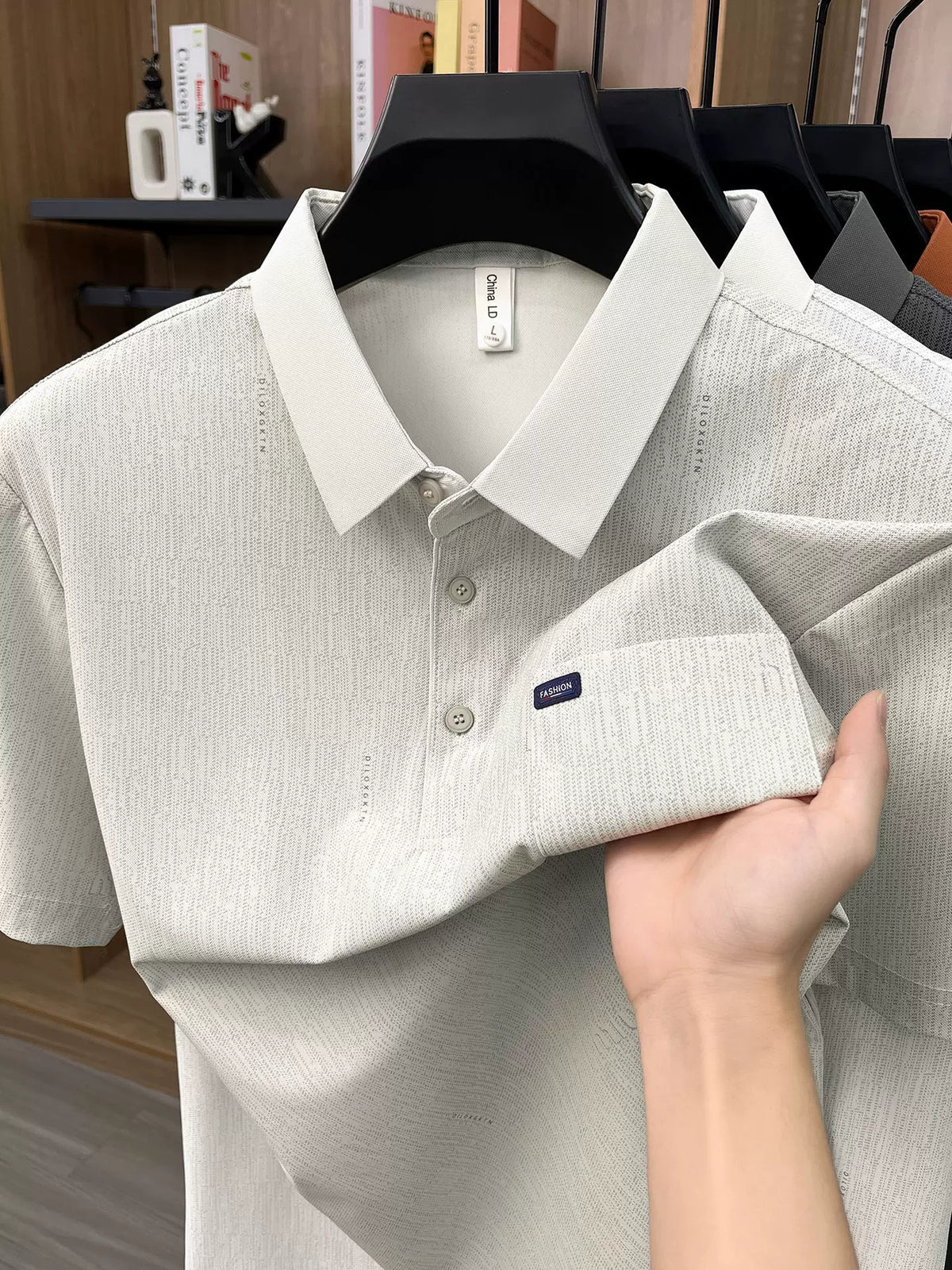 Men's Ice Silk Polo Shirt for Seniors, Breathable Short Sleeve Top