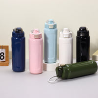 Large Capacity Stainless Steel Insulated Water Bottle with Handle and Pop-up Lid for Outdoor Travel and Hiking