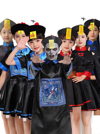 Adult & Kids Chinese Zombie Costume Qing Dynasty Cosplay Outfit for Halloween