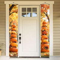 Thanksgiving Vintage Pumpkin Pile Door Porch Decoration Hanging Banner Flag