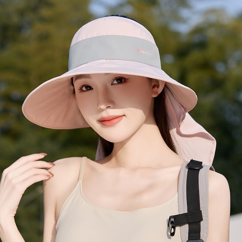 Women's Summer Sun Protection Fisherman Hat with Neck Flap and Wide Brim