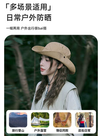 Unisex Outdoor Sun Protection Cowboy Hat with Breathable Mesh