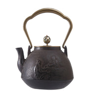 Creative Copper Handle Iron Teapot with Copper Lid for Home Use, Uncoated Tea Kettle