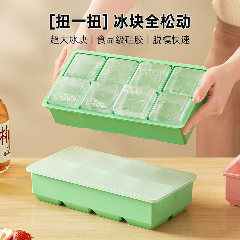 Large Food-Grade Silicone Ice Cube Tray with Lid for Freezer