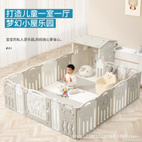 Baby Playpen with Playhouse and Storage Rack, Indoor Safety Activity Center for Infants and Toddlers