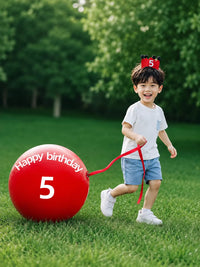 36-inch Red Latex Birthday Balloon Set with Hat and Ribbon for Outdoor Decorations