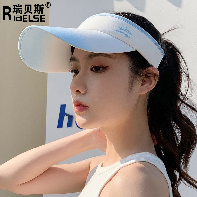 Unisex Summer Outdoor Sports Sun Visor Hat with Wide Brim, Breathable Ice Silk Cooling Topless Design for Cycling, Running, and Travel