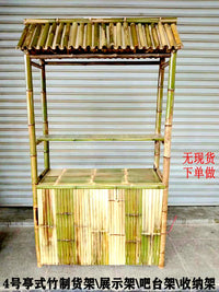 Natural Bamboo Display Shelf for Teahouse Restaurant Bar Counter Home Partition Movable Rack