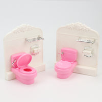 Kids' Pretend Play Miniature Toilet Toy for Dollhouse Bathroom Furniture