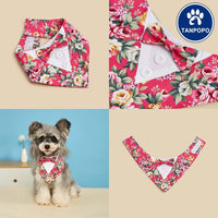 TANPOPO Floral Pet Bandana with Hook and Loop Fastener for Small to Large Dogs