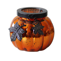 Halloween Pumpkin Glass Candle Holder with Vine for Home Decor and Autumn Photography Props