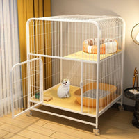 Indoor Cat Cage with Litter Box, Large Cat Villa, Space-Saving Cat House for Small Cats