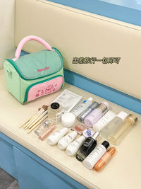 Portable Large Capacity Cosmetic Bag for Travel with Makeup Brush Storage