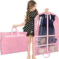 Kids' Pink Garment Bag with Zipper, Dance Performance Costume Dust Cover, Thick Non-Woven Fabric