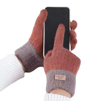 Winter Wool Touchscreen Gloves for Couples, Warm Fleece Lined, Thick Knitted Cashmere