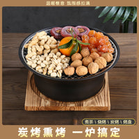 Stainless Steel Korean Style Charcoal Grill Portable Outdoor Camping BBQ Stove Round Grill Pan for Home Gatherings