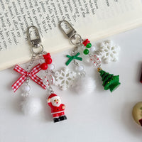 Beaded Christmas Santa Claus & Tree Phone Charm Keychain Bag Ornament