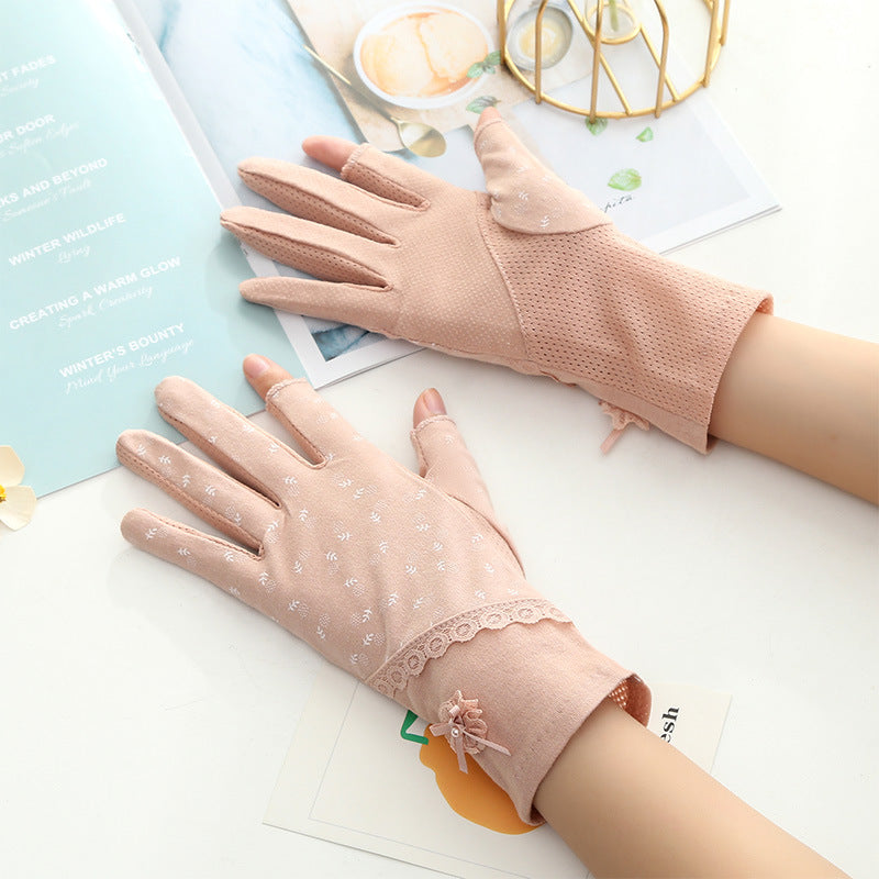 Women's UV Protection Fingerless Driving & Cycling Gloves with Touchscreen Capability