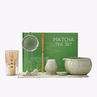Ceramic Matcha Bowl Set with Spout and Whisk for Traditional Tea Ceremony