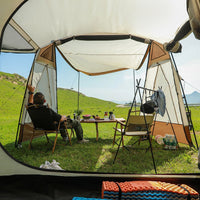 Outdoor 4-5 Person Tunnel Tent Double Layer Waterproof Family Camping Tent with Two Rooms