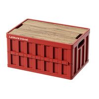 Outdoor Camping Storage Box with Wooden Lid, Foldable Picnic Table and Trunk Organizer