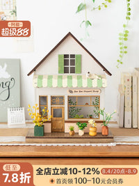 Ayin Miniature Wooden House Diorama with LED Light for Kids' Room Decor and Storage