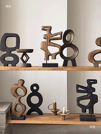 Abstract Art Wooden Sculpture for Living Room and Desktop Decor