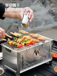Portable Mini Charcoal Grill and Fire Pit, 304 Stainless Steel for Camping, Heating, and Tea Brewing