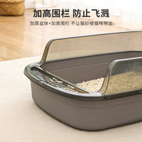 Extra Large High-Sided Open Cat Litter Box with Splash Guard