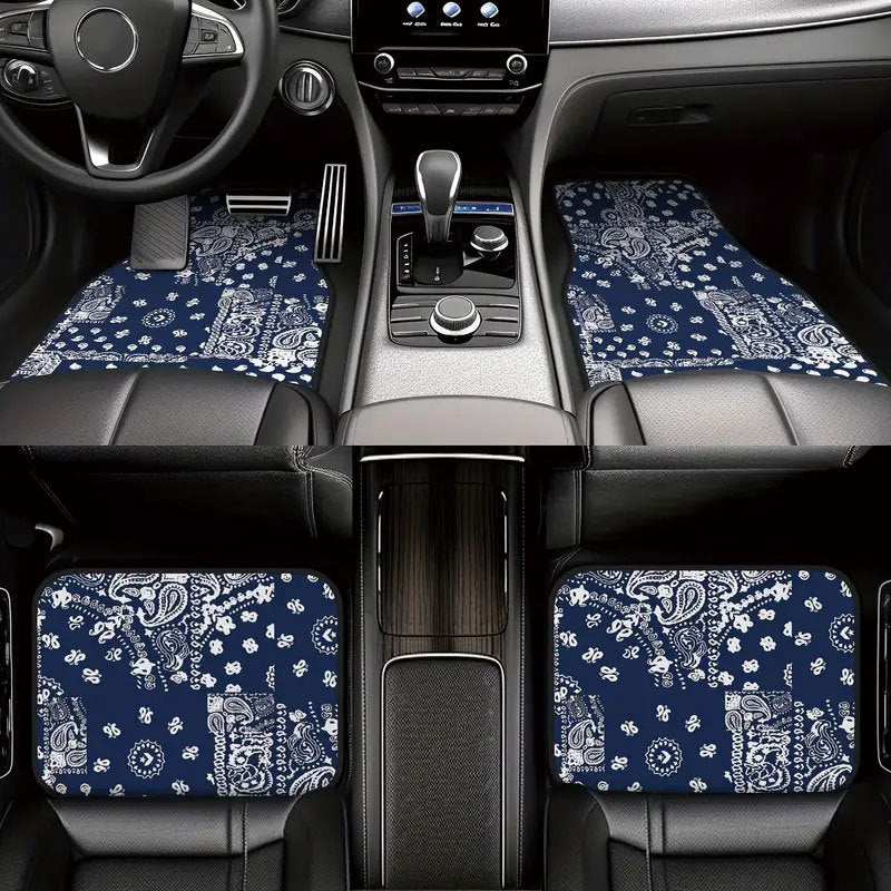 TEMU Vintage Nordic Style Car Floor Mats 4-Piece Set