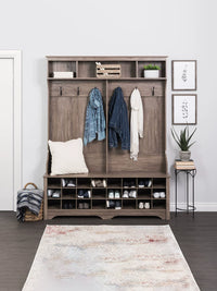 Vintage Entryway Hall Tree with Shoe Cabinet and Coat Rack, Large Capacity Storage for Entryway