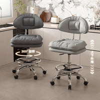 Adjustable Swivel Bar Stool with Footrest and Rubber Caster Wheels for Salon, Kitchen, and Bar